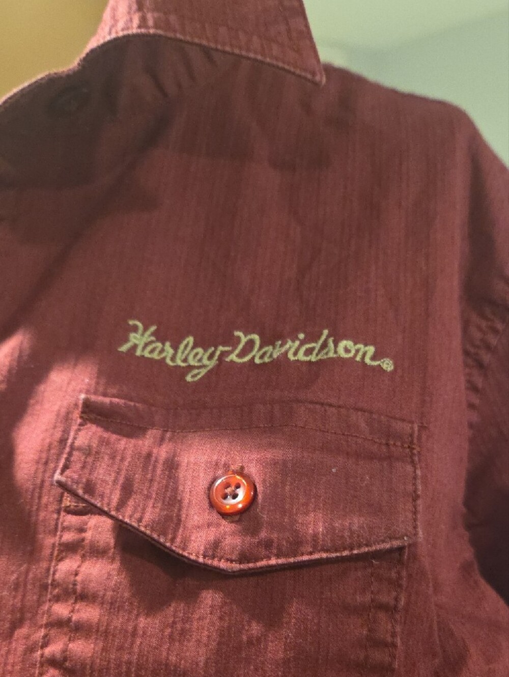 Harley-Davidson Women's Burgundy Button-Up Shirt - Picture 2 of 8